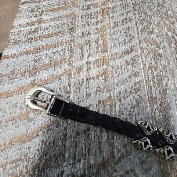 Vintage 1994 Brighton Roped Heart Braid Bandit Brown Silver Buckle Bracelet 11" - Picture 3 of 9